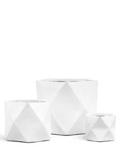 Кашпо TREEZ ERGO, Многогранник, Белый камень