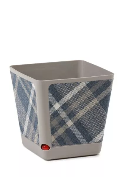 Кашпо KORA textil серо-коричневый в синюю клетку