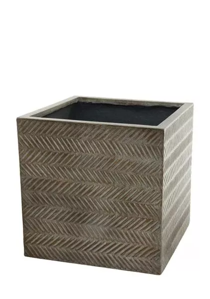 Кашпо Nobilis Marco "Fishbone fossil wood Cube" (файкостоун), 50х50хH50 см