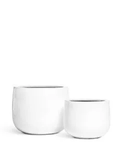 Кашпо TREEZ Effectory, Низкая широкая чаша, Белый глянцевый лак