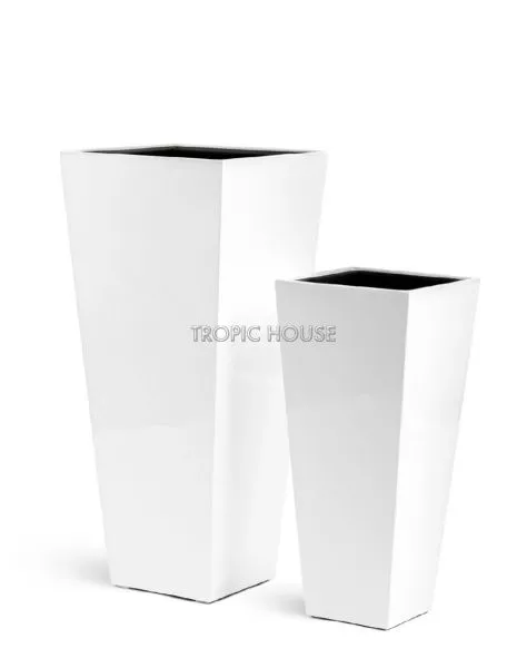 Кашпо TREEZ Effectory, Высокая трапеция, Белый глянцевый лак