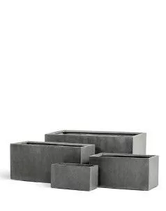 Кашпо TREEZ Effectory, серия Beton, Низкий прямоугольник, Тёмно-серый бетон