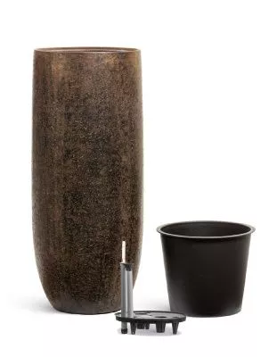 Кашпо TREEZ Effectory, Высокий округлый конус, Rough с золотой патиной