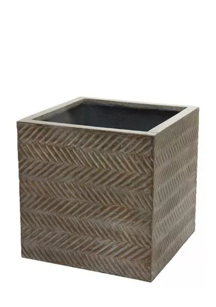 Кашпо Nobilis Marco "Fishbone fossil wood Cube" (файкостоун), 40х40хH40 см