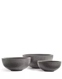 Кашпо TREEZ Effectory, Низкая чаша, Тёмно-серый бетон, шарообразное