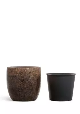 Кашпо TREEZ Effectory, Конус-чаша, Rough с золотой патиной