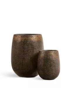 Кашпо TREEZ Effectory, Округлая чаша, Rough с золотой патиной