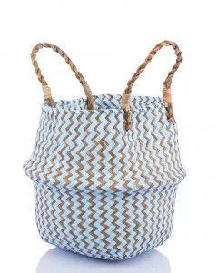 Корзина большая голубой зигзаг