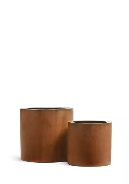 Кашпо TREEZ Effectory, Corten Steel, Цилиндр, Бархатистая окись