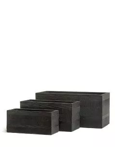 Кашпо TREEZ ERGO, Низкий прямоугольник, Чёрный графит