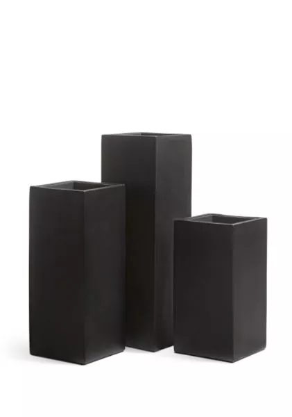 Кашпо TREEZ Effectory, Black Stone, Высокий куб, Антрацит