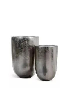 Кашпо TREEZ Effectory, Высокий конус-чаша, Стальное серебро