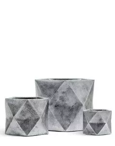 Кашпо TREEZ ERGO, Многогранник, Состаренное серебро