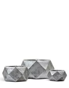 Кашпо TREEZ ERGO, Низкая чаша, Состаренное серебро