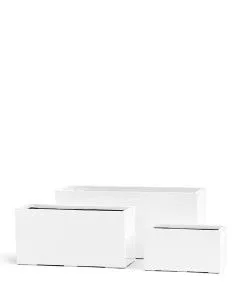 Кашпо TREEZ Effectory, Низкий узкий прямоугольник, Белый глянцевый лак