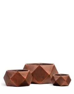 Кашпо TREEZ ERGO, Низкая чаша, Состаренная медь