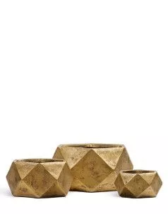 Кашпо TREEZ ERGO, Низкая чаша, Состаренное золото