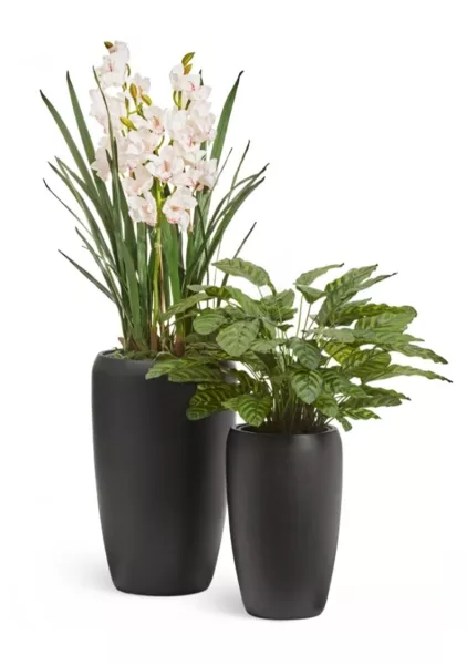 Кашпо TREEZ Effectory, Black Stone, Высокий округлый конус, Антрацит