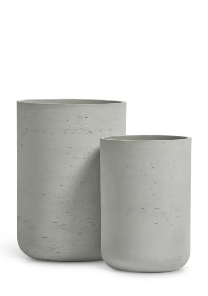 Кашпо TREEZ ERGO, Высокий цилиндр, Светло-серый бетон