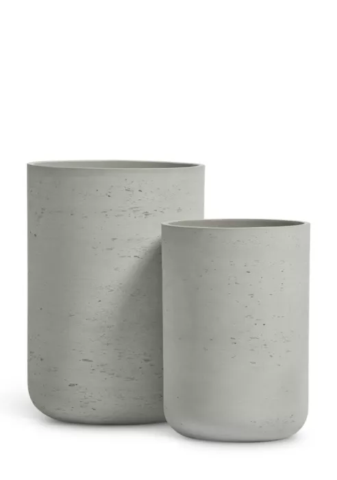 Кашпо TREEZ ERGO, Высокий цилиндр, Светло-серый бетон
