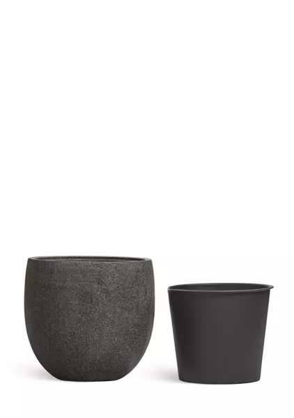 Кашпо TREEZ Effectory, Stone, Чаша classic, Тёмно-серый камень