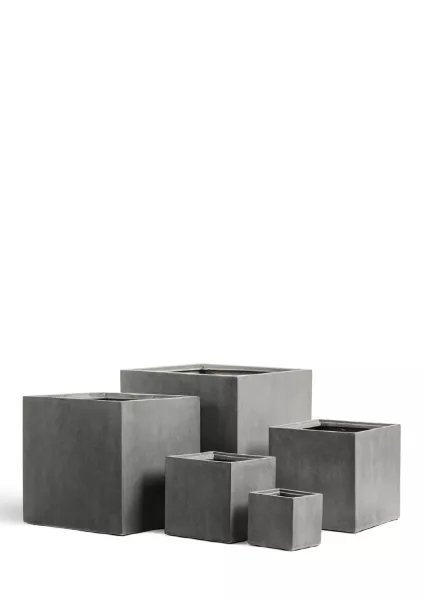 Кашпо TREEZ Effectory, Куб, Темно-серый бетон