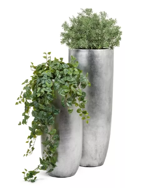 Кашпо TREEZ Effectory, Высокий конус, Серебро