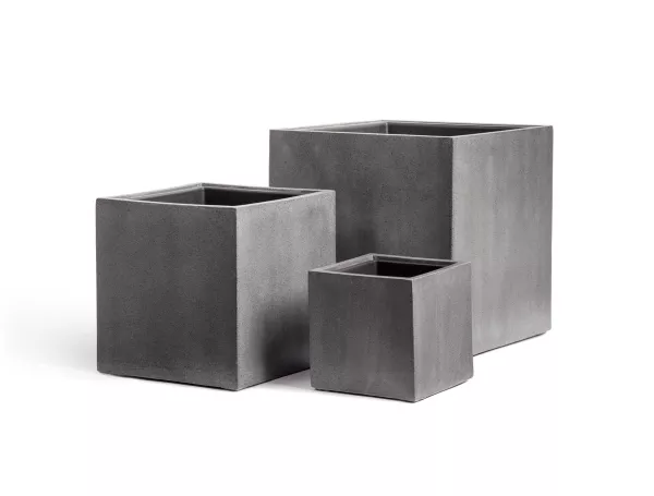 Кашпо TREEZ Effectory, Куб, Тёмно-серый камень