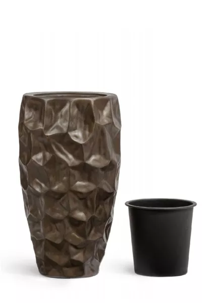 Кашпо TREEZ Effectory, Высокий округлый конус, Чернёная бронза