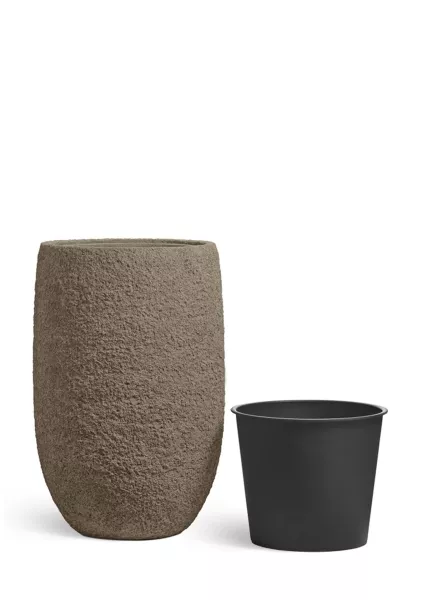 Кашпо TREEZ Effectory, Terra, Высокая чаша, Тёмный беж