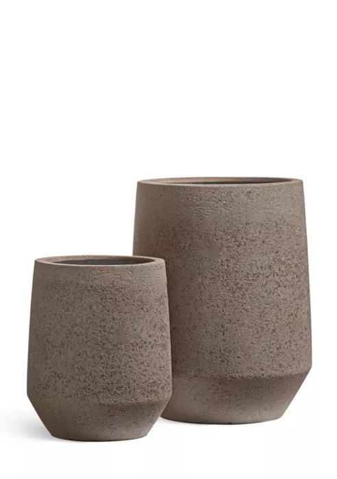 Кашпо TREEZ ERGO, Высокая трапециевидная чаша, Песок серый беж