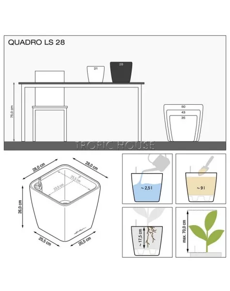Кашпо LECHUZA QUADRO LS 28х26 см