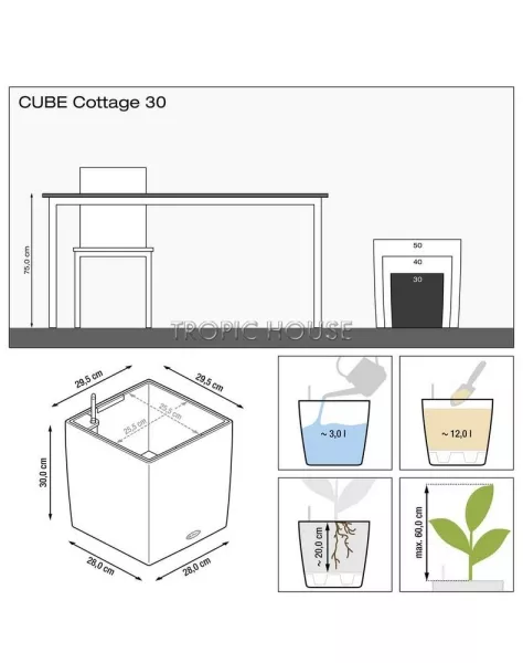 Кашпо LECHUZA CUBE Cottage 30х30 см