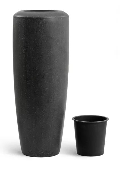 Кашпо TREEZ Effectory, Quartz, Высокий конус, Чёрный кварц