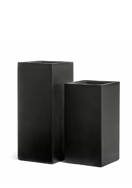 Кашпо TREEZ Effectory, Black Stone, Высокий куб, Антрацит