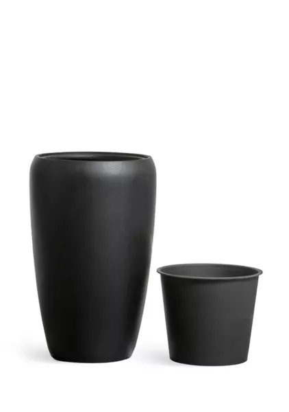 Кашпо TREEZ Effectory, Black Stone, Высокий округлый конус, Антрацит