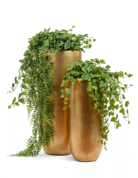 Кашпо TREEZ Effectory, Metal, Высокий округлый конус, Сусальное золото