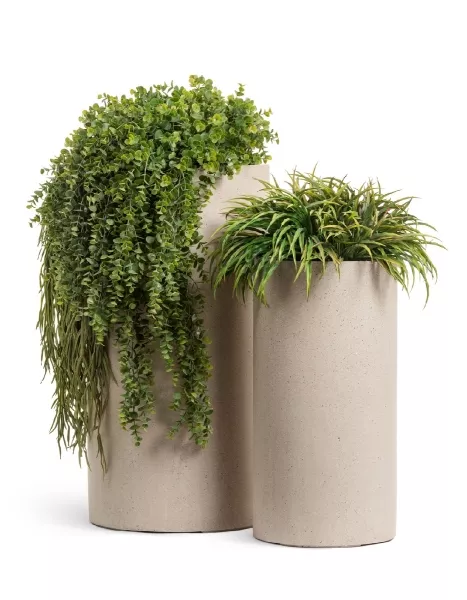 Кашпо TREEZ Effectory, Высокий цилиндр, Белый песок