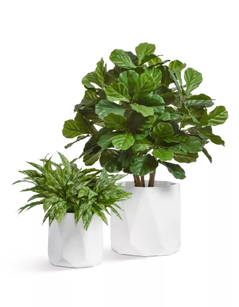 Кашпо TREEZ ERGO, Многогранник, Белый камень