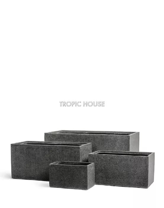 Кашпо TREEZ Effectory, Низкий прямоугольник, Тёмно-серый камень