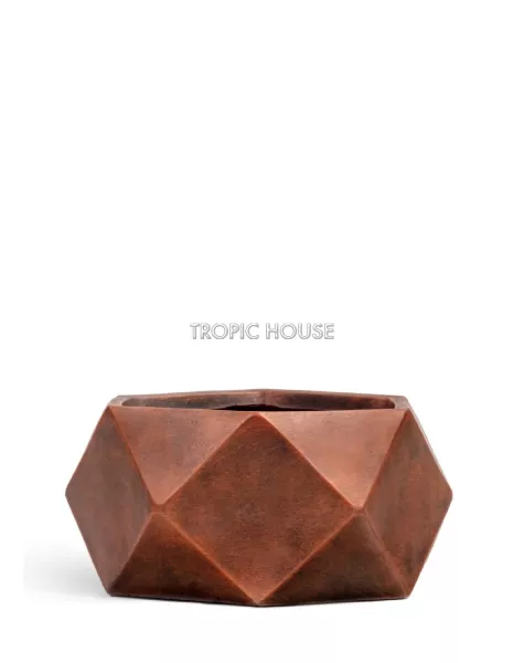 Кашпо TREEZ ERGO, Низкая чаша, Состаренная медь