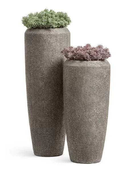 Кашпо TREEZ Effectory, Высокий конус, Серо-коричневый туф