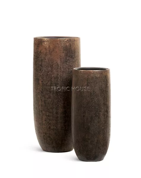 Кашпо TREEZ Effectory, Высокий округлый конус, Rough с золотой патиной