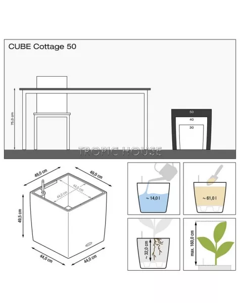 Кашпо LECHUZA CUBE Cottage 50х50 см