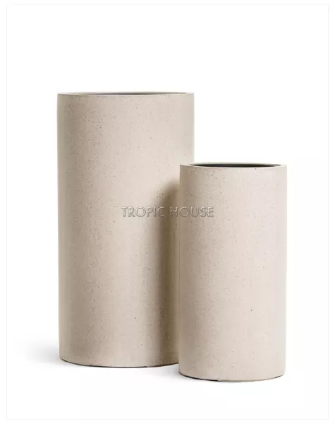 Кашпо TREEZ Effectory, Высокий цилиндр, Белый песок