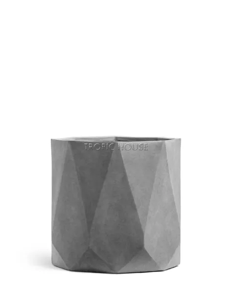 Кашпо TREEZ ERGO, Цилиндр-многогранник, Светло-серый камень