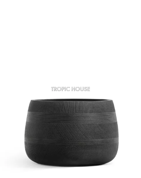 Кашпо TREEZ ERGO, Низкая чаша, Чёрный графит