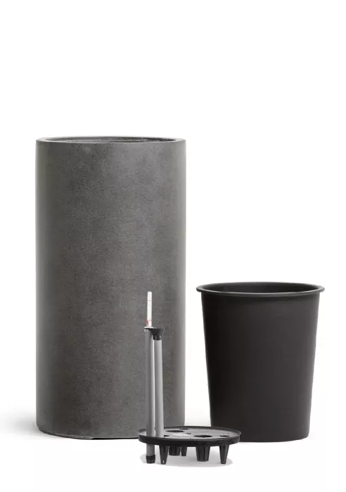 Кашпо TREEZ Effectory, Высокий цилиндр, темно-серый бетон