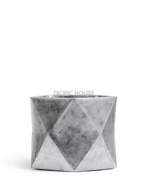 Кашпо TREEZ ERGO, Многогранник, Состаренное серебро