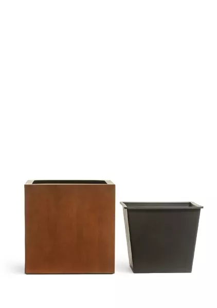 Кашпо TREEZ Effectory, Corten Steel, Куб, Бархатистая окись